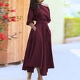 thumbnail image 1 of Burgundy Off-Shoulder Wrap Waist High-Low A-Line Midi Dress With Belt, 1 of 6