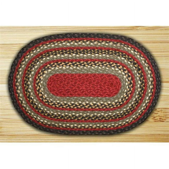 Burgundy-Olive-Charcoal Oval Rug