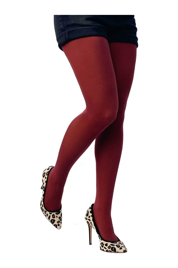 Burgundy Opaque Tights Plus Size for Women - from XL to 5XL
