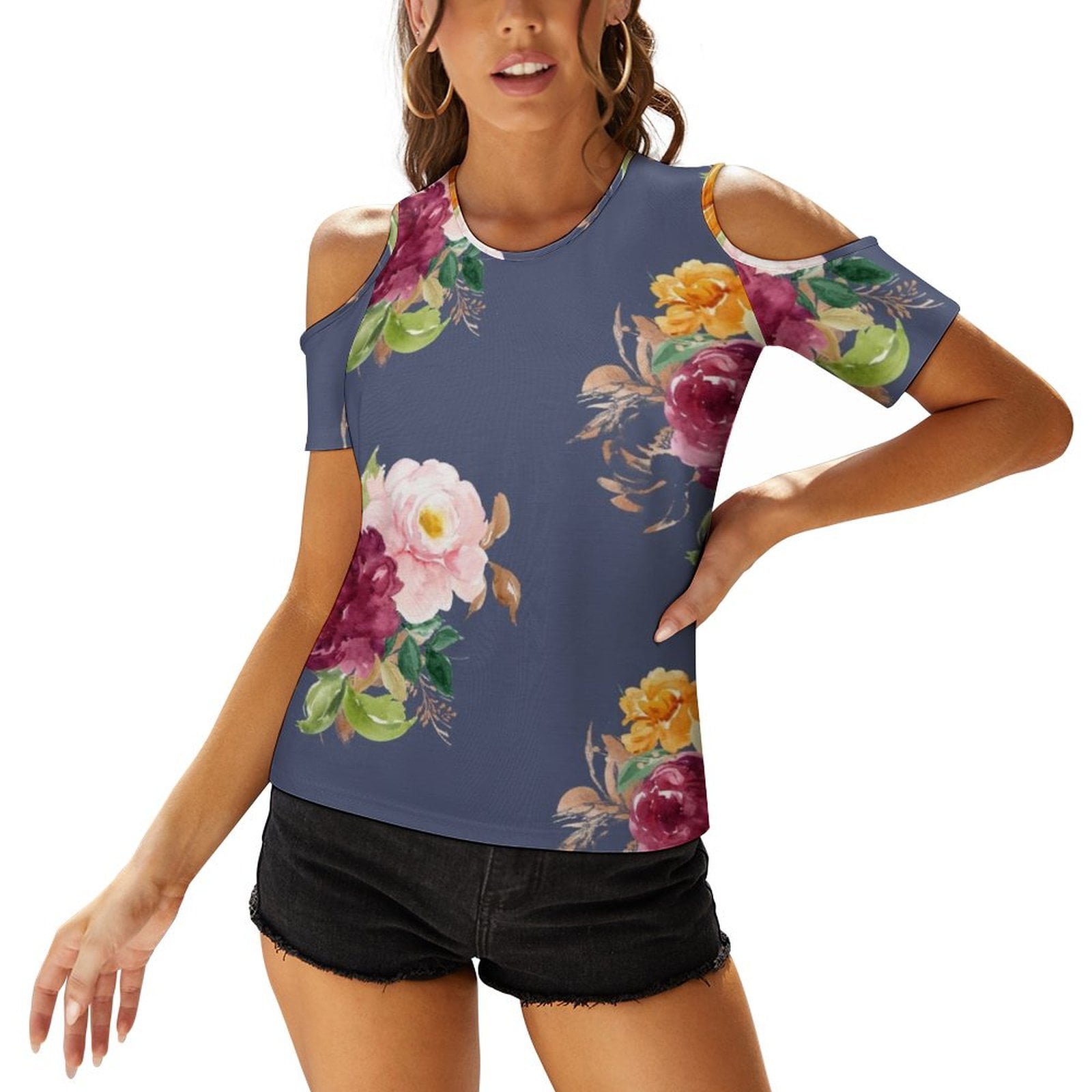 Burgundy Orange Pink Autumn Floral Bouquet Women Zipper Sexy Printed