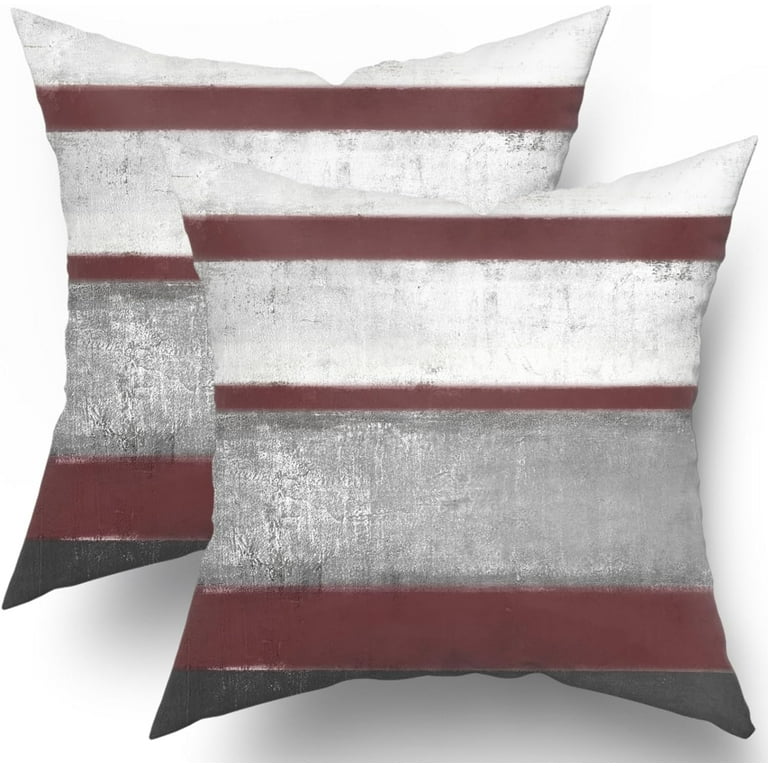 Burgundy Pillow Covers 20x20 Set of 2 Light Grey Gray White Modern Abstract Art Striped Throw Pillows Farmhouse Outdoor Decorative Pillowcase Cotton Square Cushion Cover for Home Couch Bed Walmart