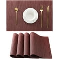 thumbnail image 1 of Burgundy Placemats Set of 4 - Heat Resistant Non-Slip Place mats for Dining Table, Washable Durable PVC Vinyl Woven Table Mats（Burgundy, 4）, 1 of 6