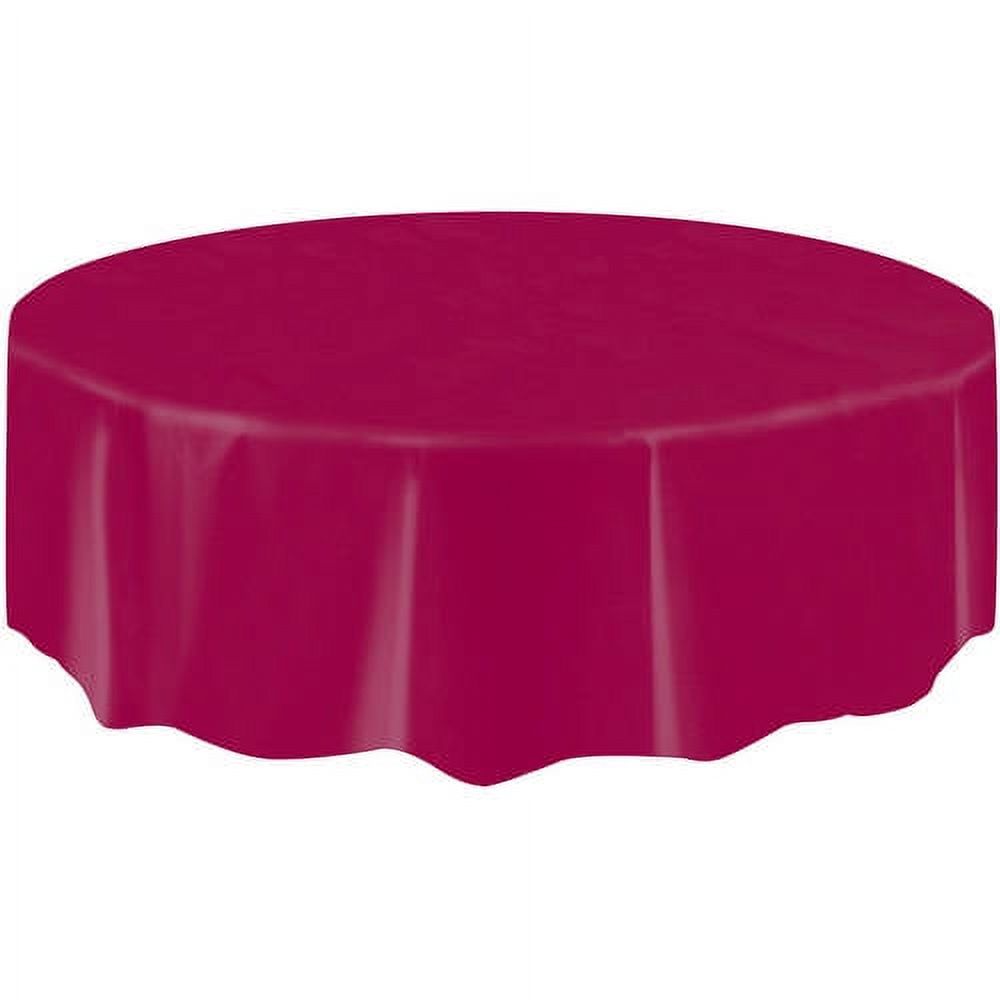 Burgundy Plastic Party Tablecloth, Round, 84in - image 1 of 3