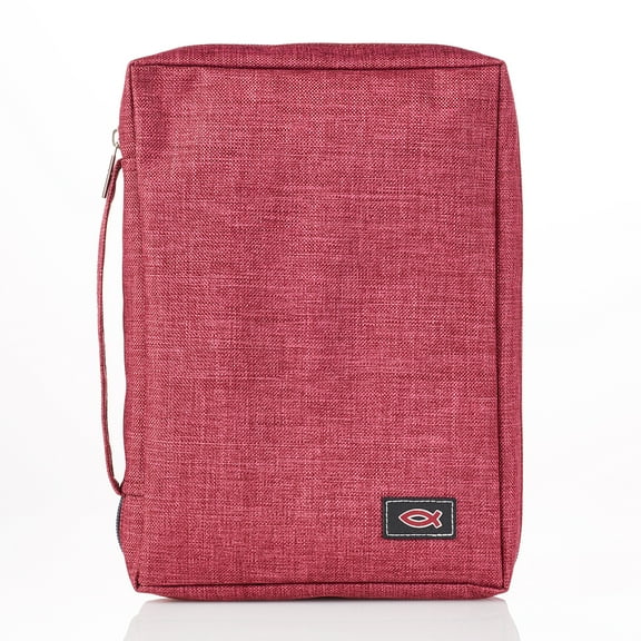 Burgundy Poly-Canvas Value Bible Cover with Fish Badge