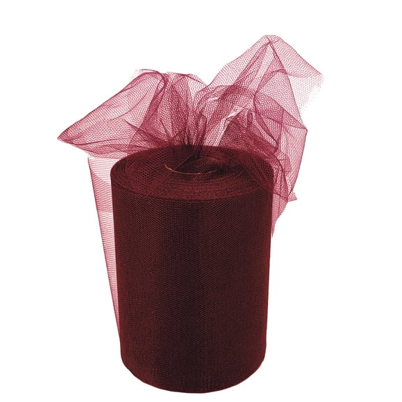 Burgundy Polyester Tulle Fabric Decor - 6" x 100 Yards, Netting Ribbon, Fall, Christmas, Wreath, Wedding, Valentine's Day