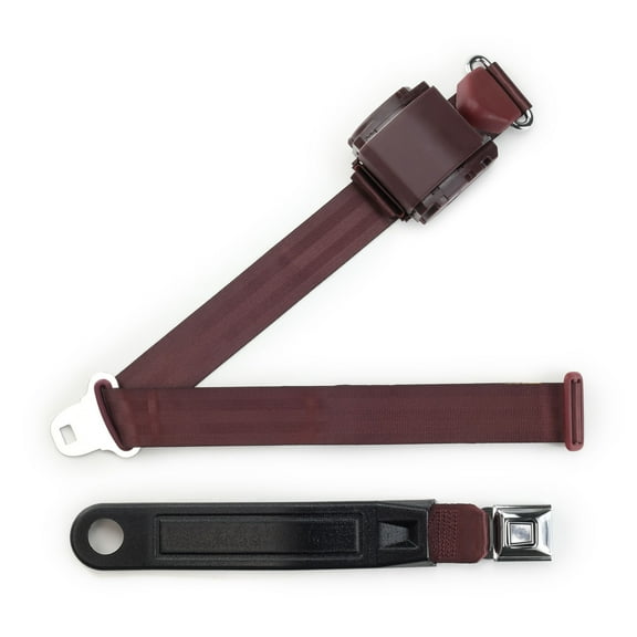 Burgundy Push Button Shoulder Belt - Bucket Seat Safety Seatbelt RetroBelt