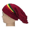 thumbnail image 1 of Burgundy Rasta Reggae Style Winter Ski Crochet Beret Baggy Oversize Slouchy Beanie Hat, 1 of 3