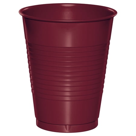 Burgundy Red 16 oz Plastic Cups 60 Count for 60 Guests