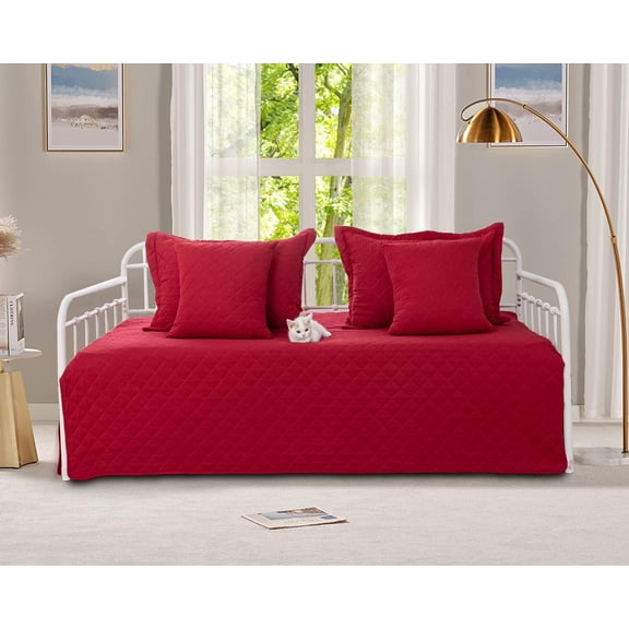 Burgundy Red 39"x75" 5-Piece Daybed Cover Bedding Set