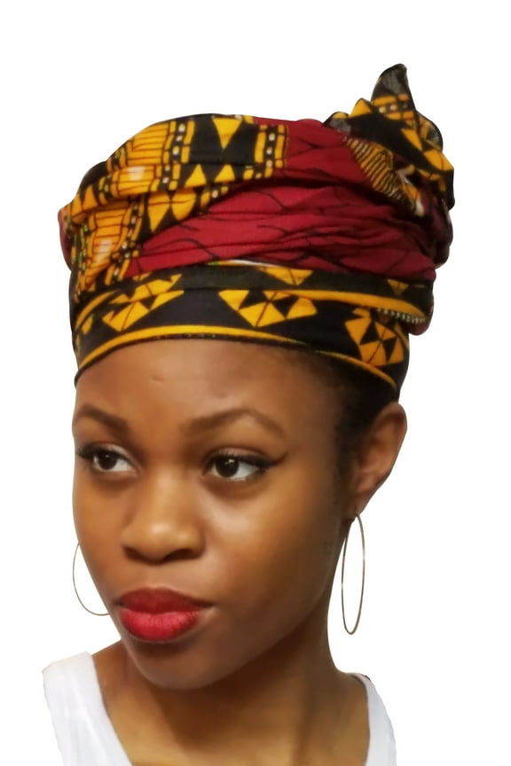 Burgundy Red African Print Head Wrap