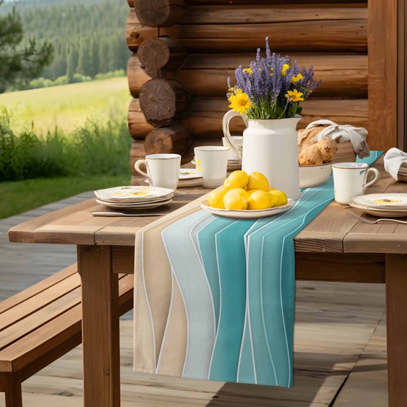 Burgundy Red Black Stripes Table Runner 13x70in Non-Slip Cotton Linen Table Runners, Geometric Minimalist Style Dresser Scarves TableRunner for Dinner Kitchen Dining Wedding Party