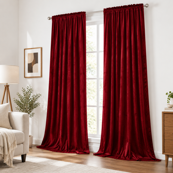 Burgundy Red Blackout Curta52x84 2 Panels