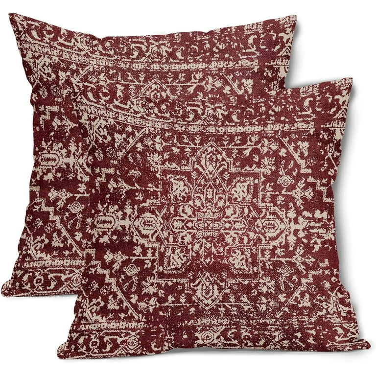 Set Of 2 Red Boho Chic Printed Pillow Covers Set Of 2 Red Boho Chic Printed Pillow Covers