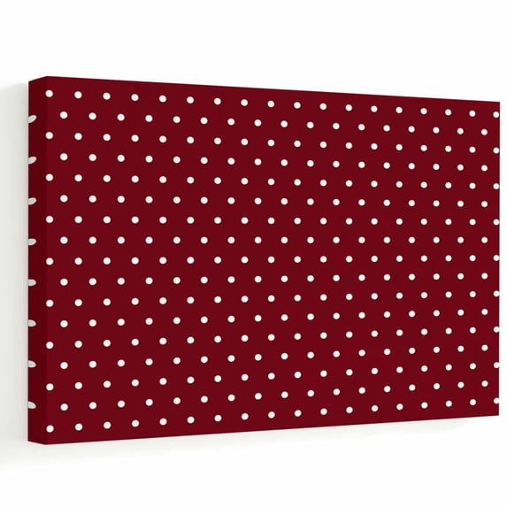 Meroon Red Background Burgundy Red Canvas Wall Art, White Dot Tiny Polka Dot Seamless Deep ...