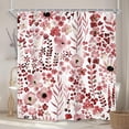 thumbnail image 1 of Burgundy Red Floral Shower Curtain for Bathroom Decor 72Wx72H Wildflower Watercolor Boho Flower Leaves Botanical Plant Retro Art Printed Fabric Polyester Waterproof 12 Pack Plastic Hooks, 1 of 6
