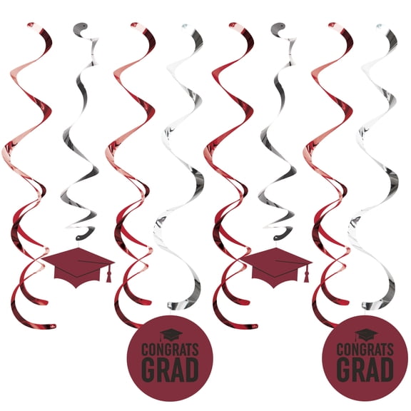 Burgundy Red Graduation Dizzy Danglers, 8 pk