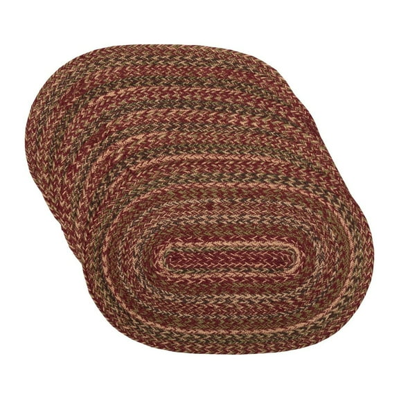 Burgundy Red Primitive Tabletop Kitchen Cider Mill Jute Oval Placemat Set of 6