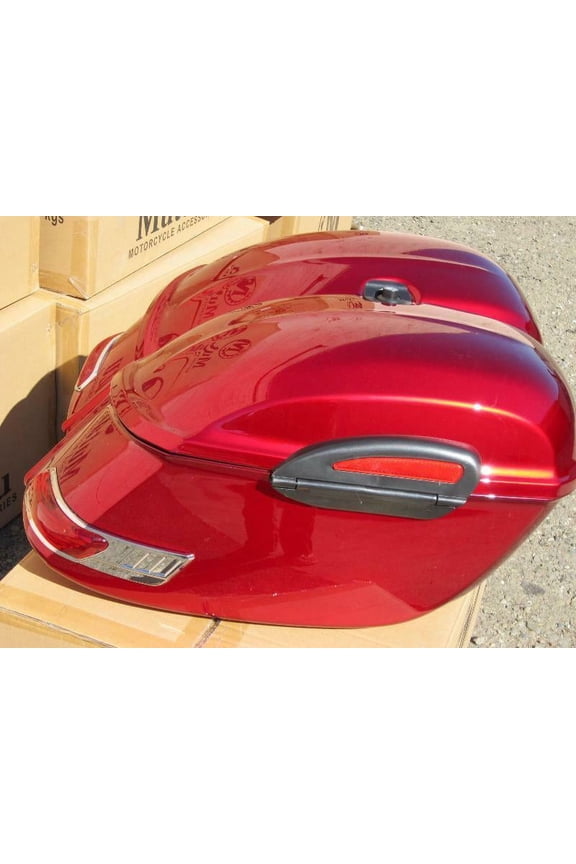 Burgundy Red RS Universal Motorcycle Hard Saddlebags For Honda Suzuki Kawasaki Harley Yamaha Victory
