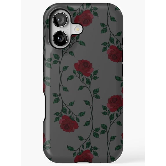 Burgundy Red Roses and Green Vines Tough Phone Case for Apple iPhone ...