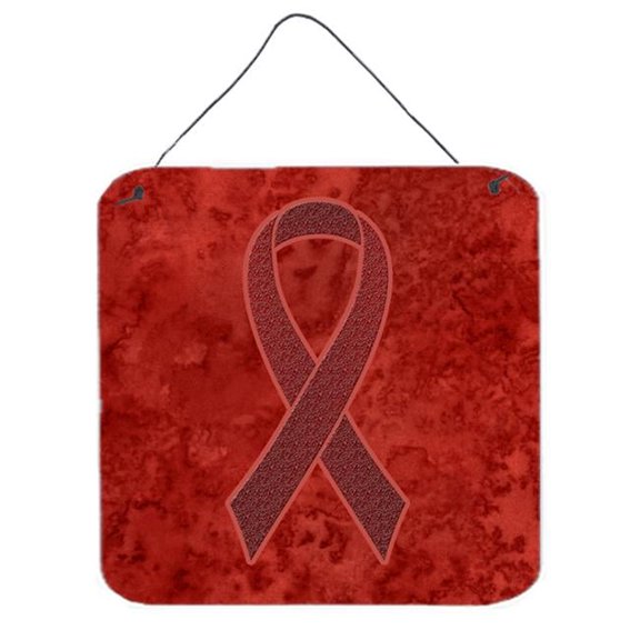 Burgundy Ribbon for Multiple Myeloma Cancer Awareness Aluminium Metal Wall or Door Hanging Prints, 6 x 6 In.
