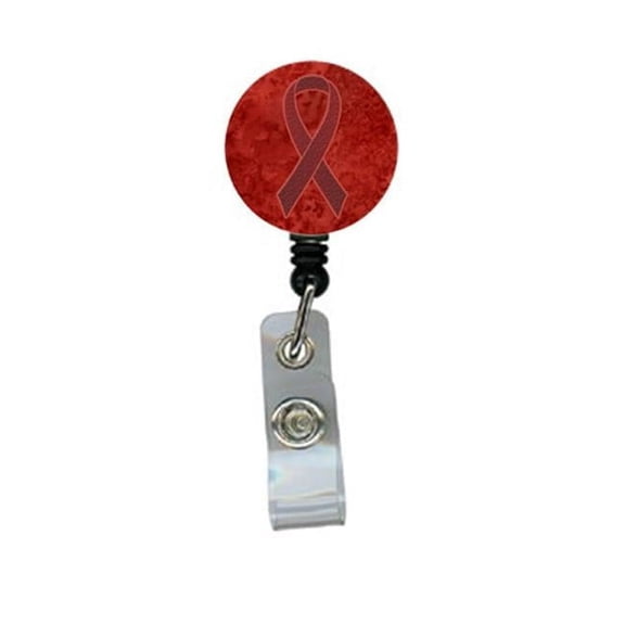 Burgundy Ribbon for Multiple Myeloma Cancer Awareness Retractable Badge Reel