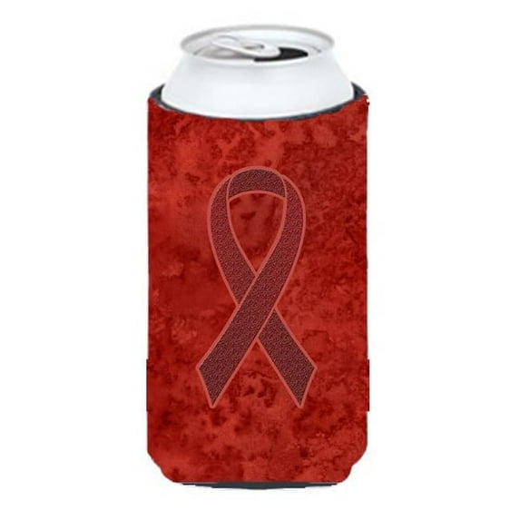 Burgundy Ribbon for Multiple Myeloma Cancer Awareness Tall Boy bottle sleeve Hugger 22 To 24 Oz.