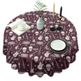 thumbnail image 1 of Burgundy Rock Skull Pattern Round Tablecloth 60"x60",Wrinkle Wipeable Table Cloth for Kitchen Dining Room Picnic Patio Party, 1 of 6