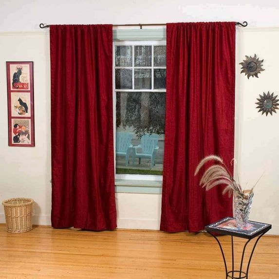 Burgundy Rod Pocket Velvet Curtain / Drape / Panel - 80W x 84L - Piece
