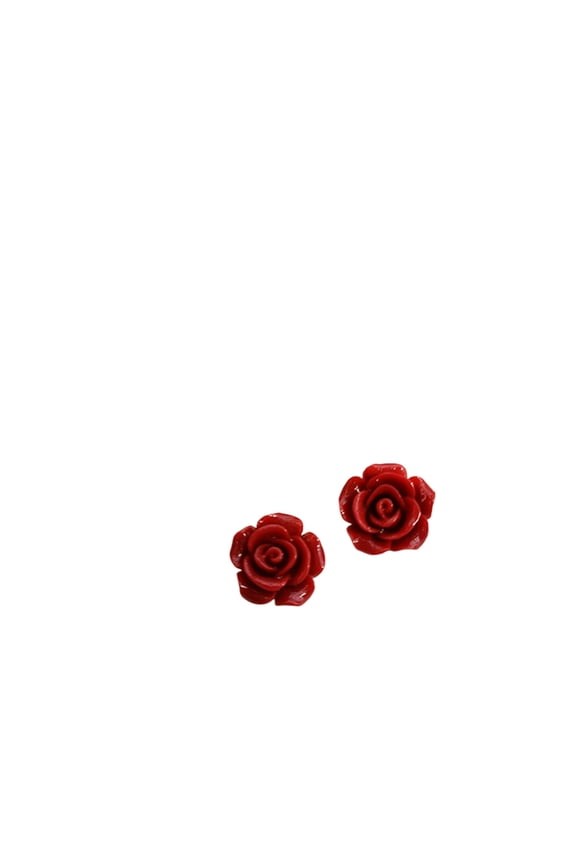 Burgundy Rose Stud Earrings Rose Earrings