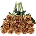 thumbnail image 1 of Burgundy Roses Artificial Flower, 12Pcs Realistic Long Single Stem Fake Silk Red Roses Bouquet for Party Home Wedding Centerpiece Hotel Office Halloween Decor, 1 of 5