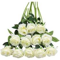 Burgundy Roses Artificial Flower, 12Pcs Realistic Long Single Stem Fake Silk Red Roses Bouquet for Party Home Wedding Centerpiece Hotel Office Halloween Decor