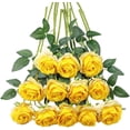 thumbnail image 1 of Burgundy Roses Artificial Flower, 12Pcs Realistic Long Single Stem Fake Silk Red Roses Bouquet for Party Home Wedding Centerpiece Hotel Office Halloween Decor, 1 of 5