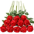 thumbnail image 1 of Burgundy Roses Artificial Flower, 12Pcs Realistic Long Single Stem Fake Silk Red Roses Bouquet for Party Home Wedding Centerpiece Hotel Office Halloween Decor, 1 of 5