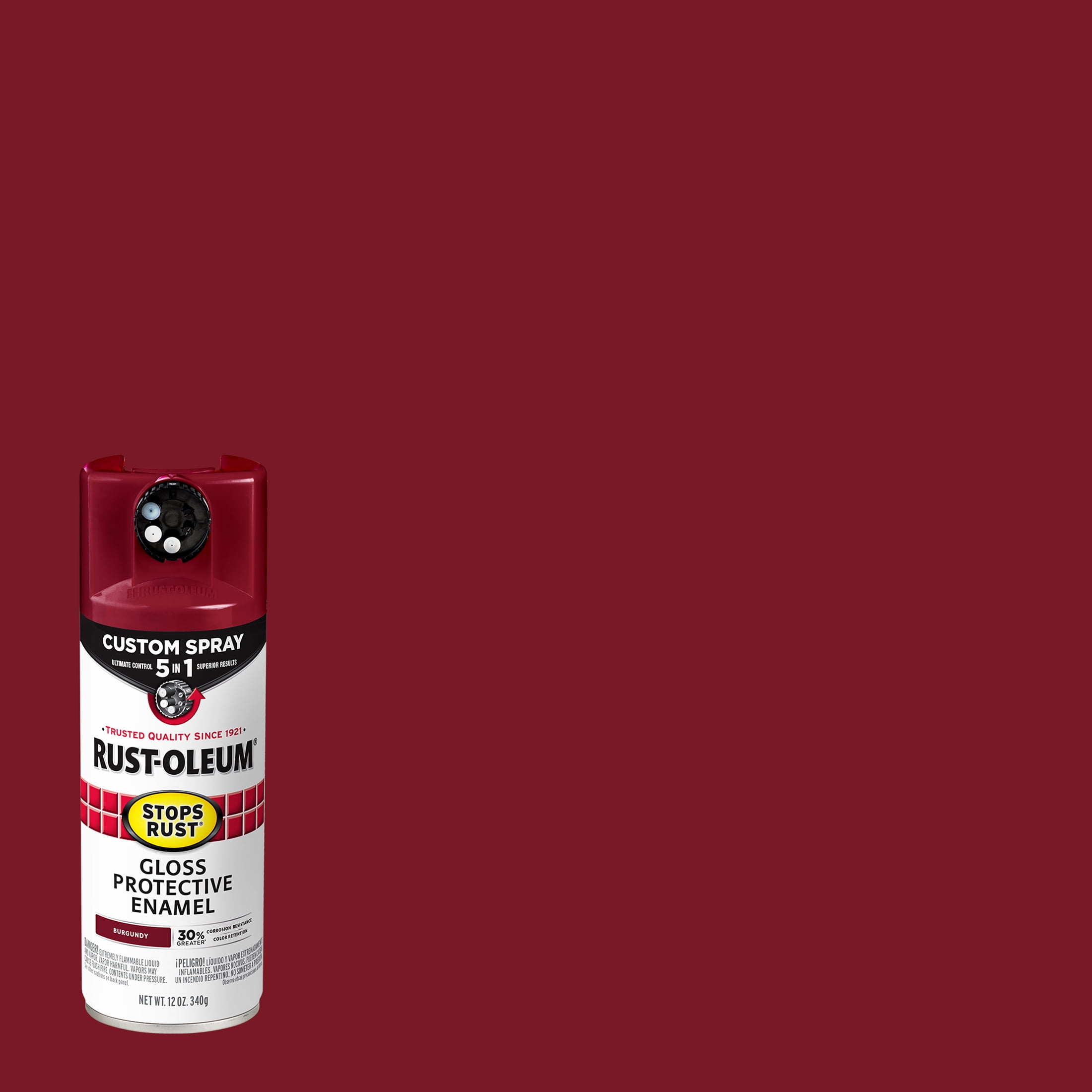 Burgundy, RustOleum Stops Rust Custom Spray 5 in 1 Gloss Spray Paint