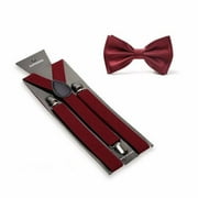 Burgundy SUSPENDER and BOW TIE SET Wedding Party Y Back Clip Adults Teens Men Women