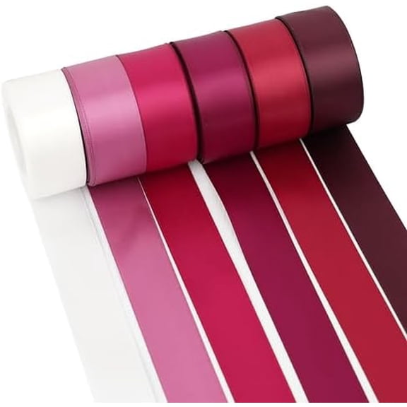 Burgundy Satin Ribbon 1 Inch Dark Red Maroon Ribbon for Gift Wrapping Crafts Wedding Bridal Shower Party Christmas Tree Decorations 6 Rolls 10 Yards Each Color Total 60 Yards