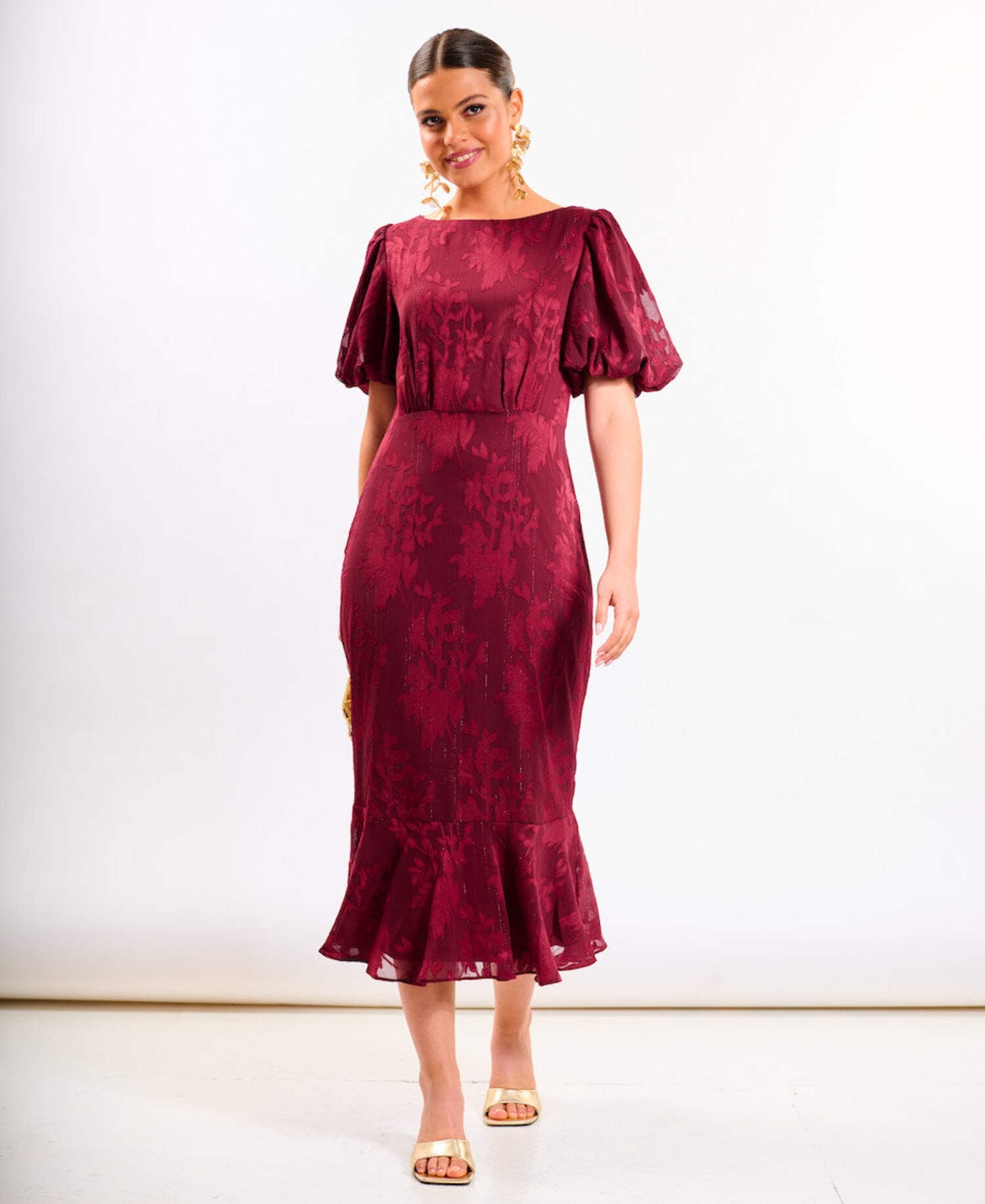 princess polly baby blue dress Abstract Print Burgundy Midi Dress main image 1