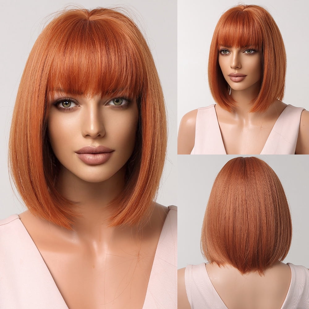 Burgundy Short Bob Wigs For Women Wine Red Wigs with Bangs Synthetic Hair Cosplay Wig