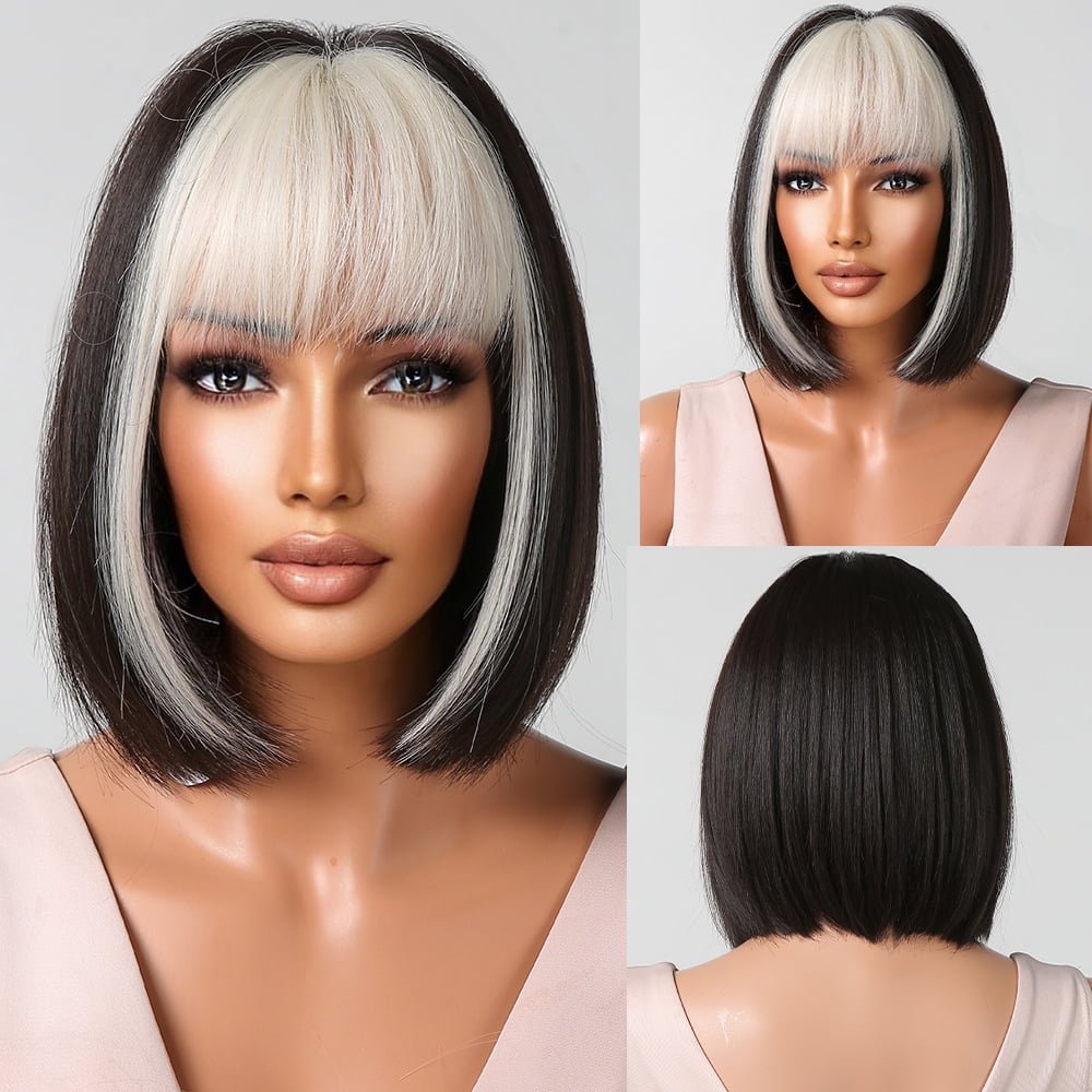 Burgundy Short Bob Wigs For Women Wine Red Wigs with Bangs Synthetic Hair Cosplay Wig