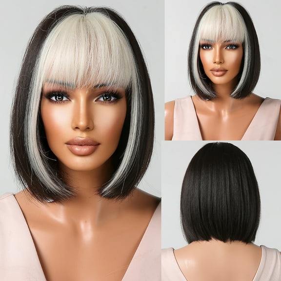 Burgundy Short Bob Wigs For Women Wine Red Wigs with Bangs Synthetic Hair Cosplay Wig