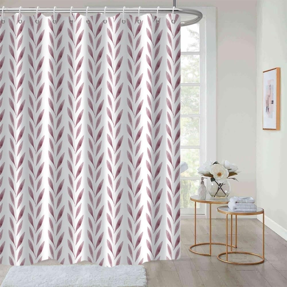 Burgundy Shower Curtain, Abstract Spring Burgundy Leaves Shower Curtain ...