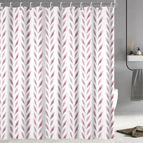 Burgundy Shower Curtain, Abstract Spring Burgundy Leaves Shower Curtain for Bathroom Waterproof Botanical Shower Curtain Set with Hooks 72"W x 72"L (Pack of 1)