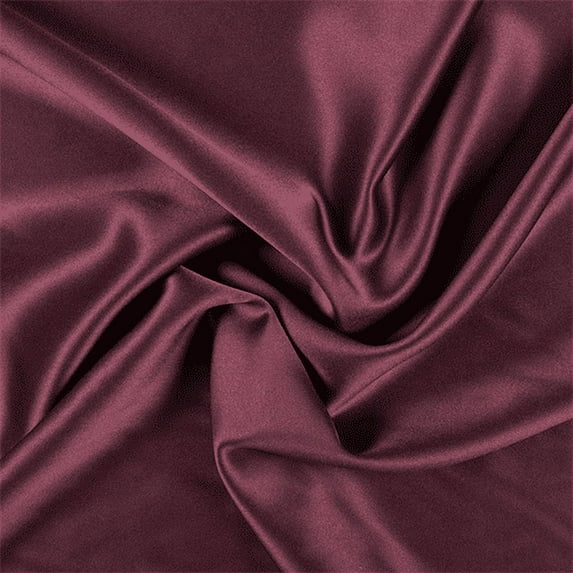 Burgundy Silk Crepe Back Satin, Fabric By the Yard