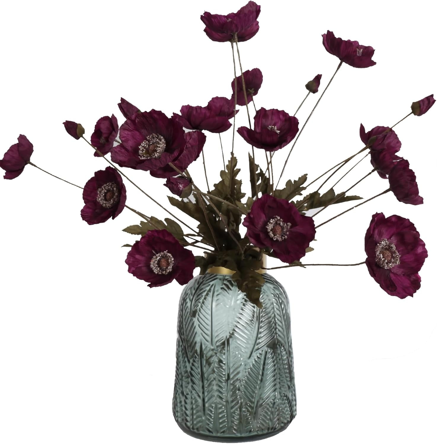 Burgundy Silk Flowers Fake Poppies Burgundy Artificial Flowers for Veterans Day Floral Centerpieces for Tables Wedding Decorations for Reception (Burgundy)