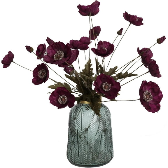 Burgundy Silk Flowers Fake Poppies Burgundy Artificial Flowers for Veterans Day Floral Centerpieces for Tables Wedding Decorations for Reception (Burgundy)