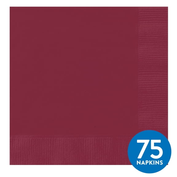 75CT 6.5IN x 6.5IN Burgundy Disposable Paper Napkins by Way To Celebrate
