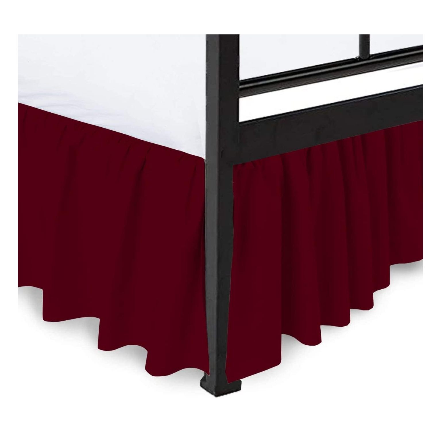 Burgundy Solid, Queen Size Dust Ruffled Bed Skirt, 800 Thread Count 100
