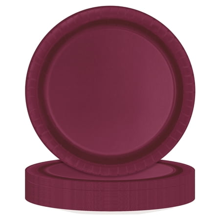 Way To Celebrate Burgundy Dessert Paper Plates, 7 in, 70 Count