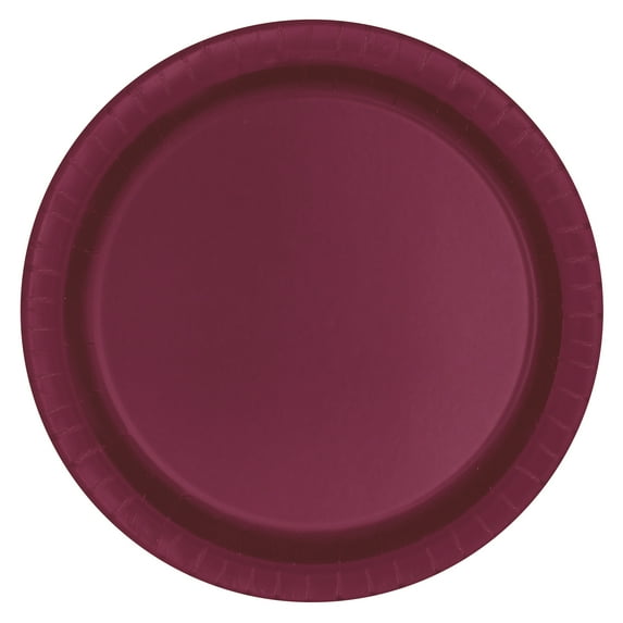Disposable Paper Plates, 7", Burgundy, 70 Pieces, by Way To Celebrate