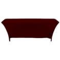 thumbnail image 1 of Burgundy Spandex 6 Foot x 18 Inches - Narrow Classroom Open Back Rectangular Training Table Fitted Tablecloth, 1 of 3